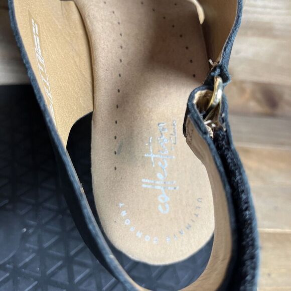 Clarks Women's Size US 9 Annadel Pearl Wedge Sand Black Sandal Comfort Slingback - Picture 6 of 10